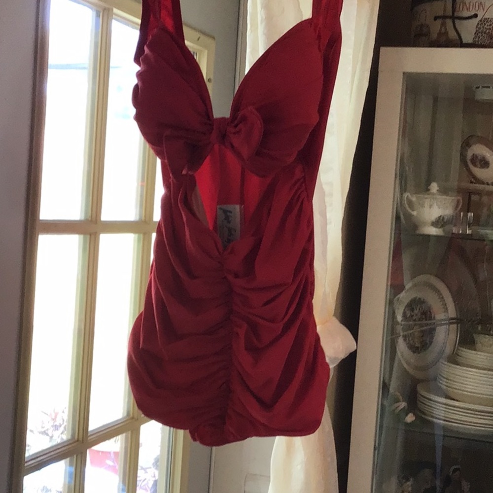 Very gently used red retro bombshell one piece